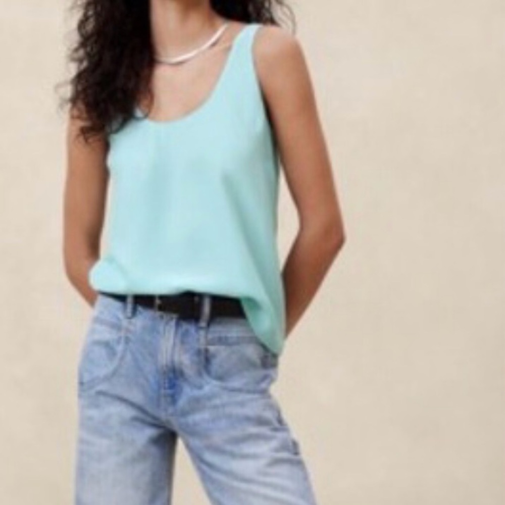 Banana Republic Sublime Silk Blouse Celest Blue NWT XL - Picture 2 of 6